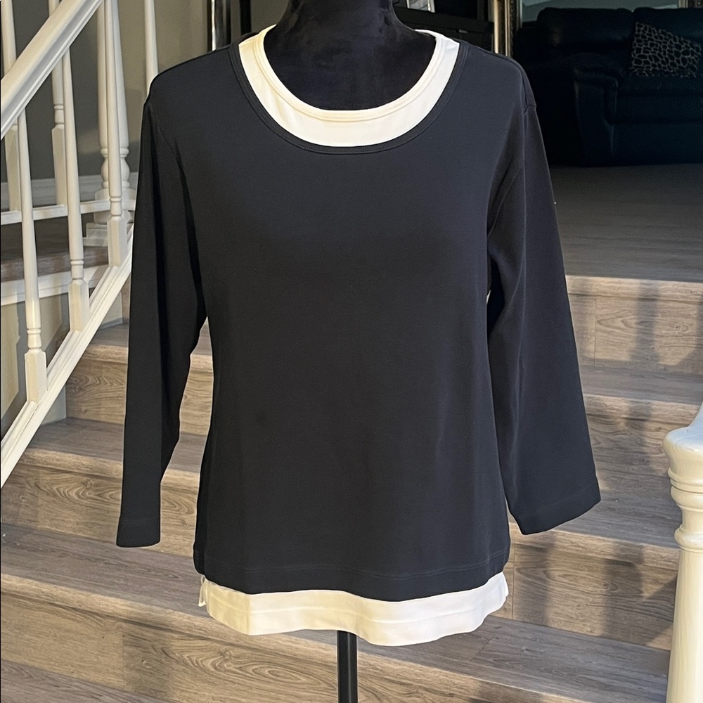 Chico's Black & White Faux Layered Tee